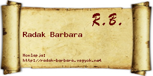 Radak Barbara névjegykártya